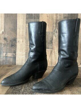 Lucchese L0509 Vintage Custom Classic Black Western Cowboy Boots Mens 8.5 E